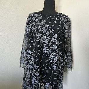 Floral Embroidered Black Blouse